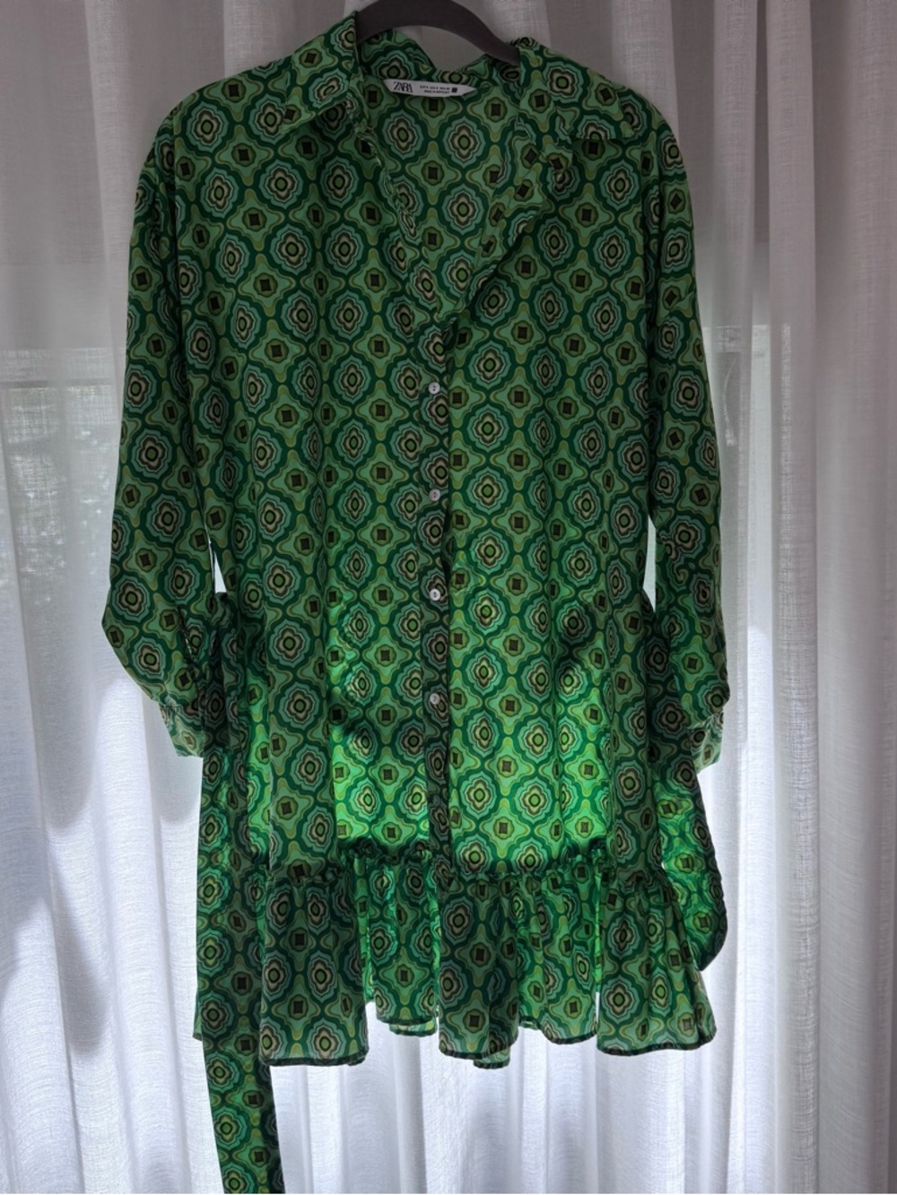 Zara Green Geometric Mini Dress